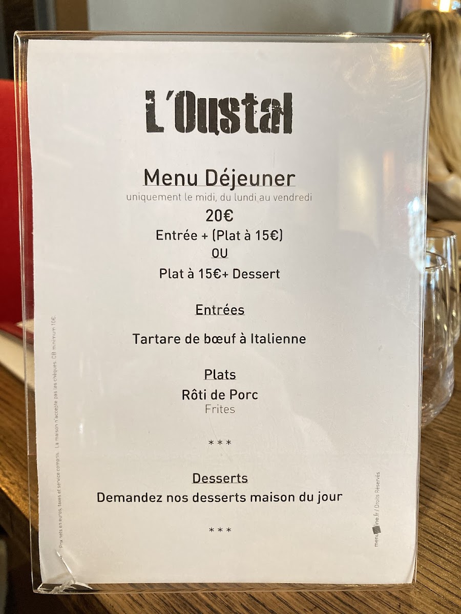 Menu - L'oustal photo 3
